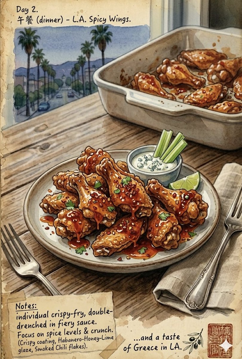 Watercolor Culinary Travel Diary Illustration — example 1