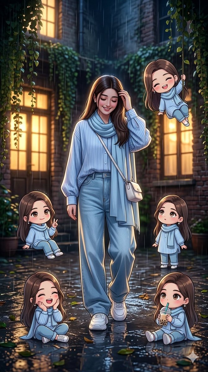 Anime Portrait with Chibi Characters