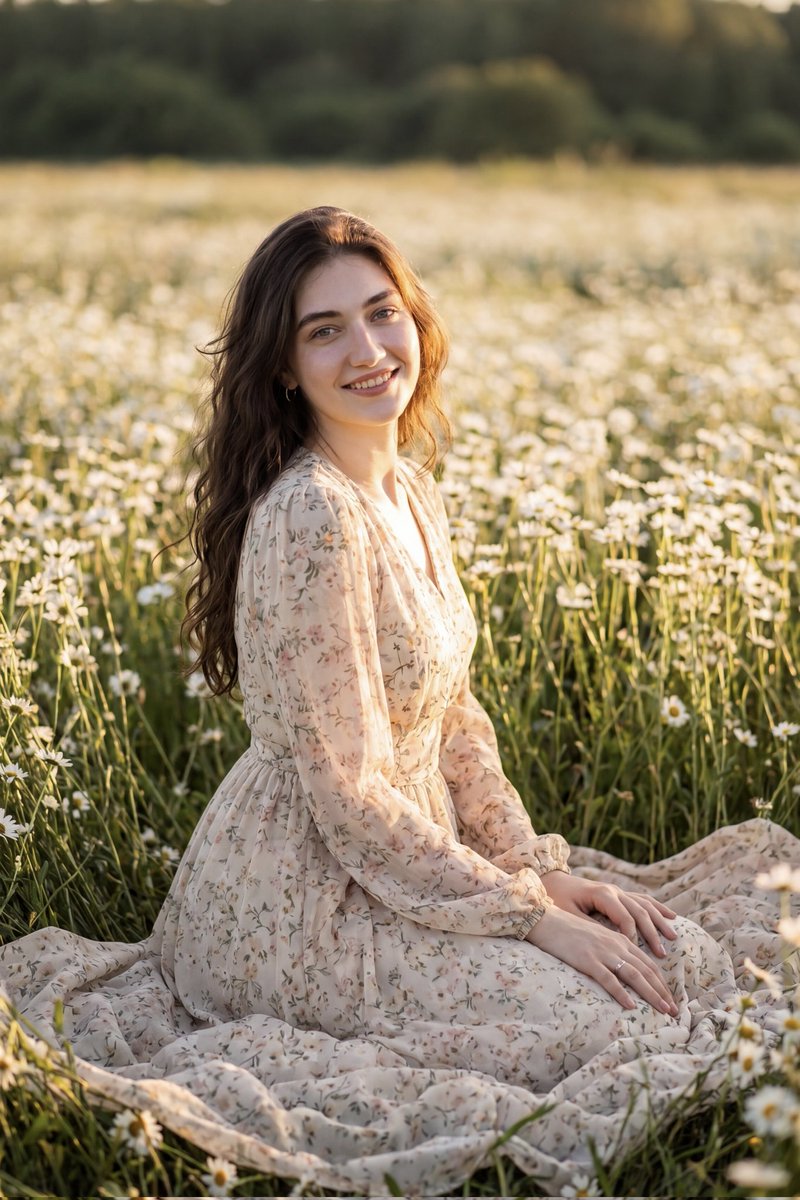 Golden Hour Daisy Field Portrait — example 3