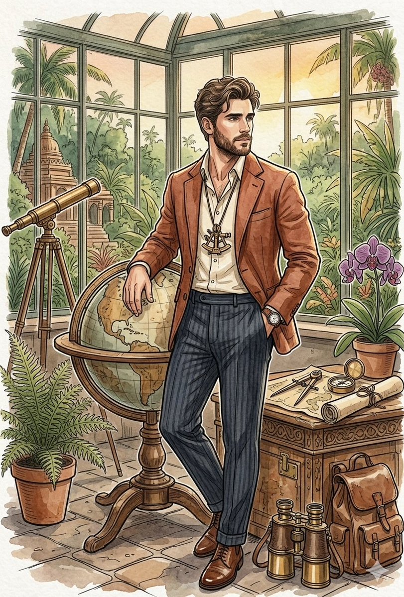 Vintage Explorer Watercolor Illustration — example 4