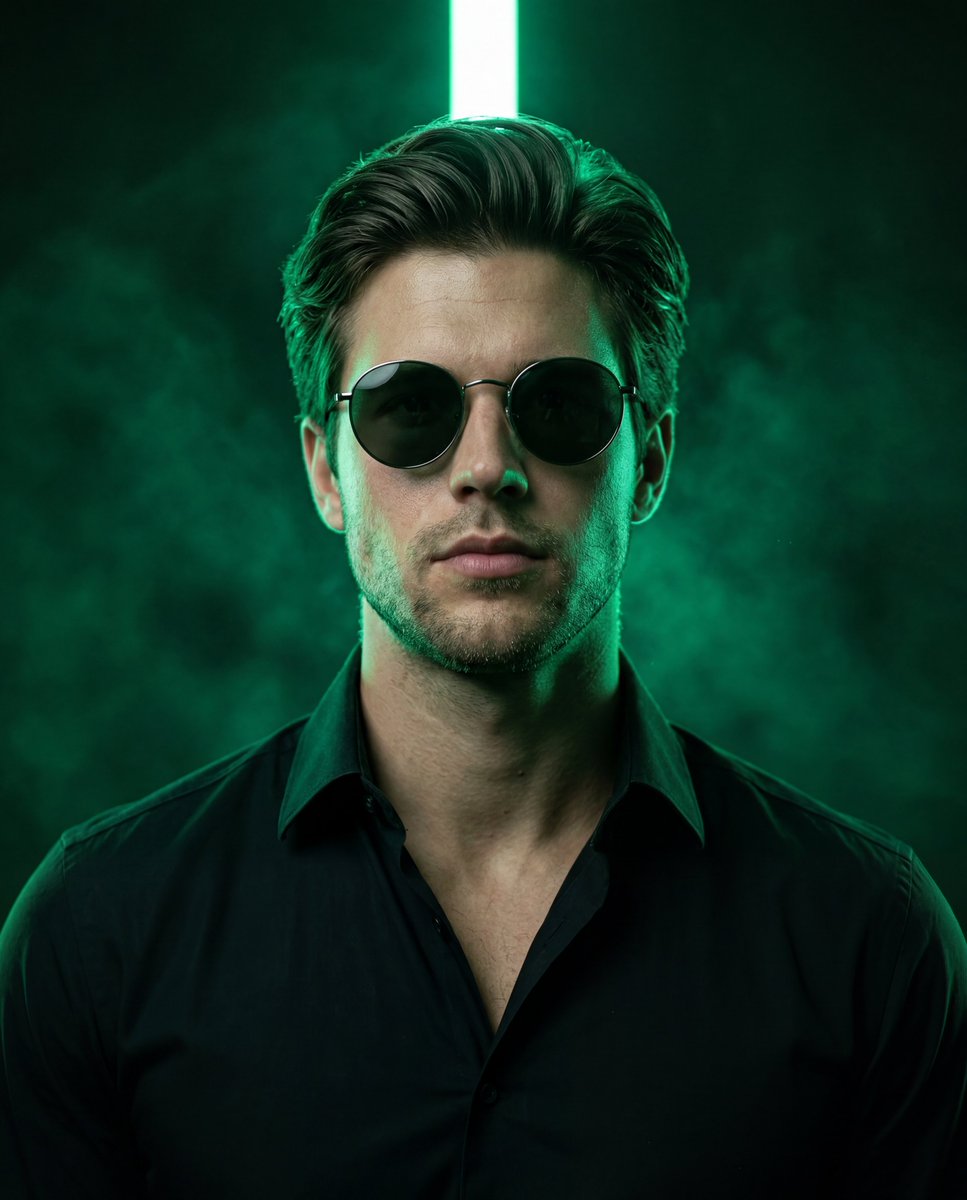 Emerald Neon Editorial Portrait