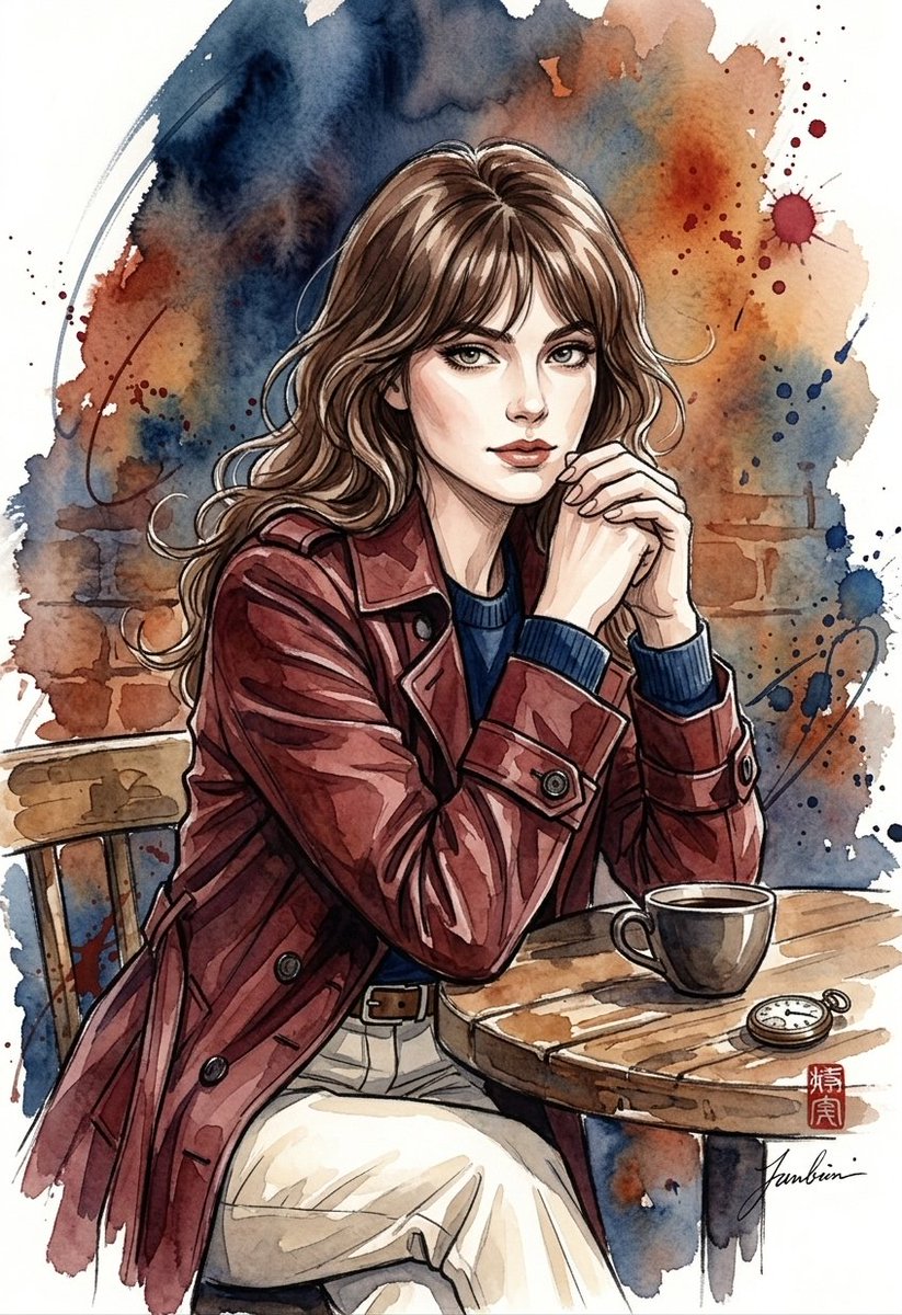 Watercolor Urban Street Illustration — example 1