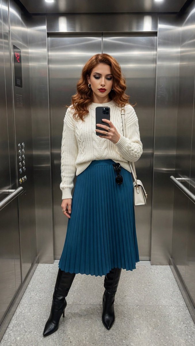 Photorealistic Elevator Mirror Selfie — example 1