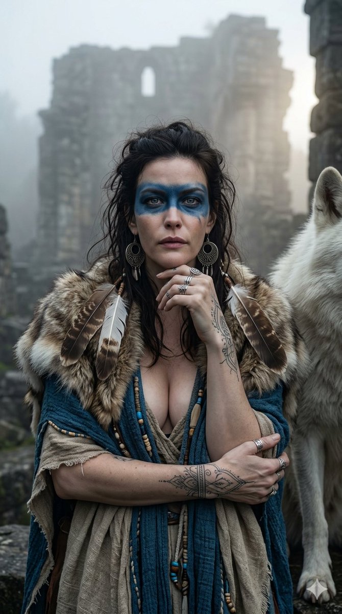 Dark Fantasy Wolf Queen Portrait — example 1