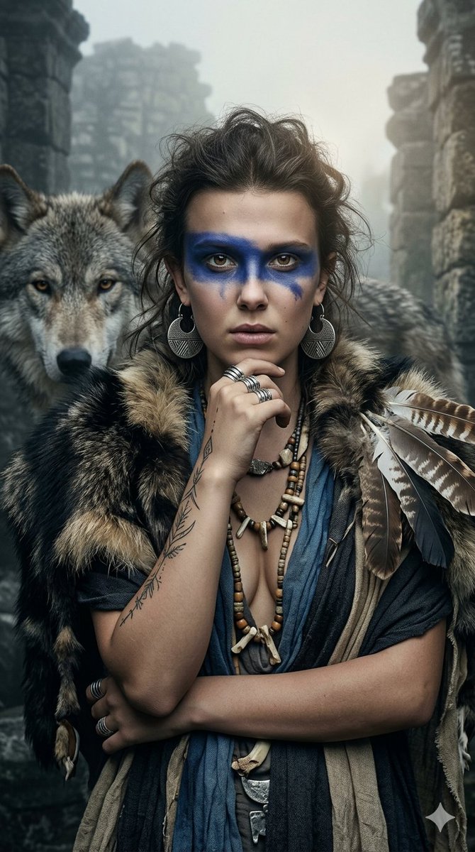 Dark Fantasy Wolf Queen Portrait — example 2