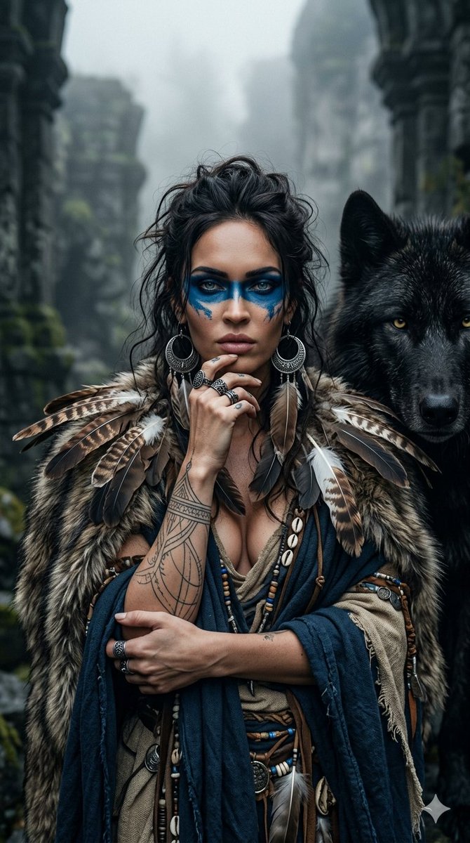 Dark Fantasy Wolf Queen Portrait — example 3