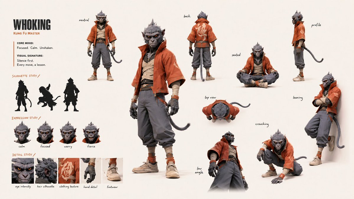 Kung Fu Character Storyboard Sheet — example 1