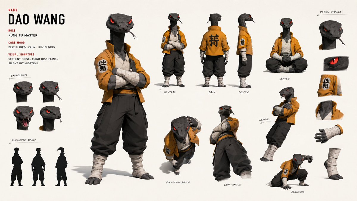 Kung Fu Character Storyboard Sheet — example 2