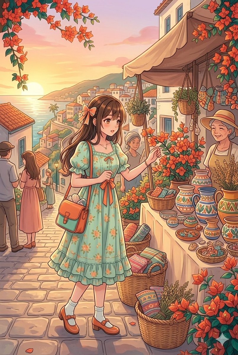 Anime Style Coastal Village Stroll