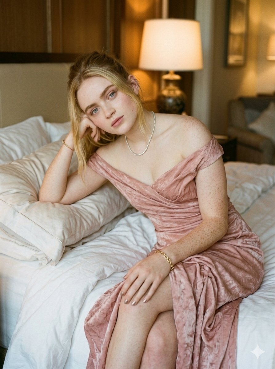Cinematic Velvet Gown Portrait — example 1