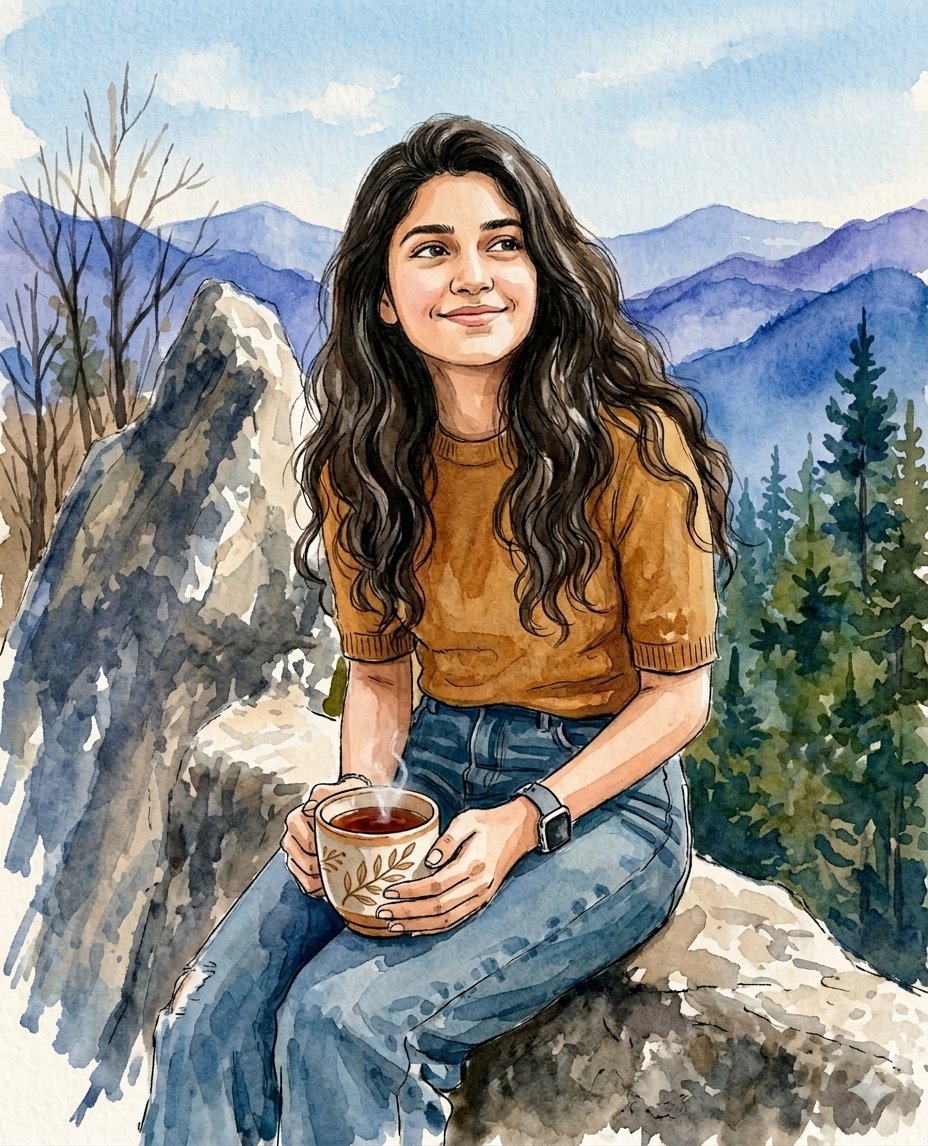 Mountain Overlook Watercolor Painting