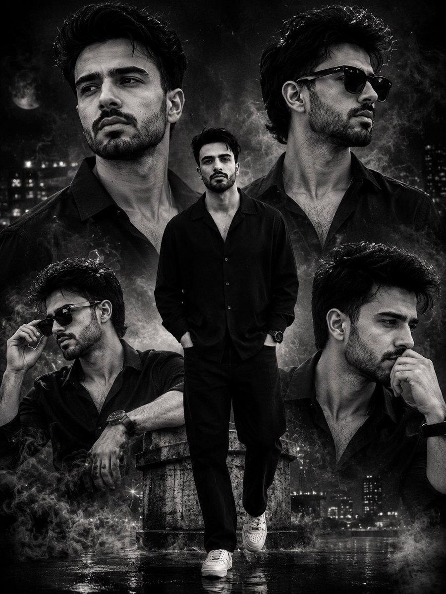 Cinematic Monochrome Portrait Collage — example 1