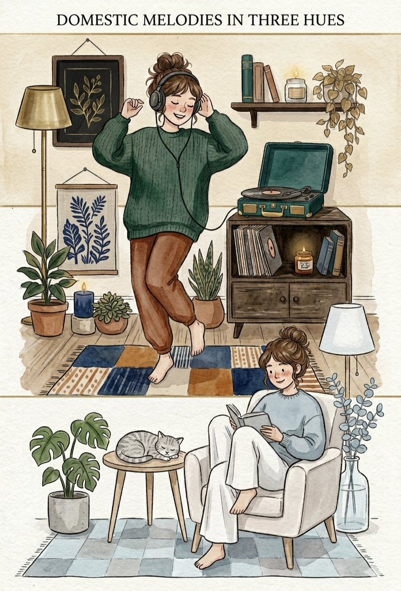 Domestic Melodies Watercolor Illustration — example 2