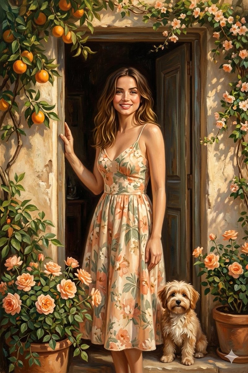 Mediterranean Doorway Painterly Portrait