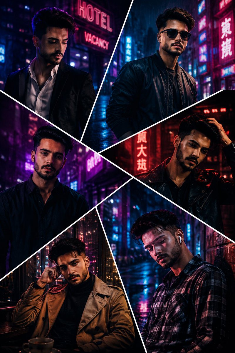 Cyberpunk Fashion Portrait Collage