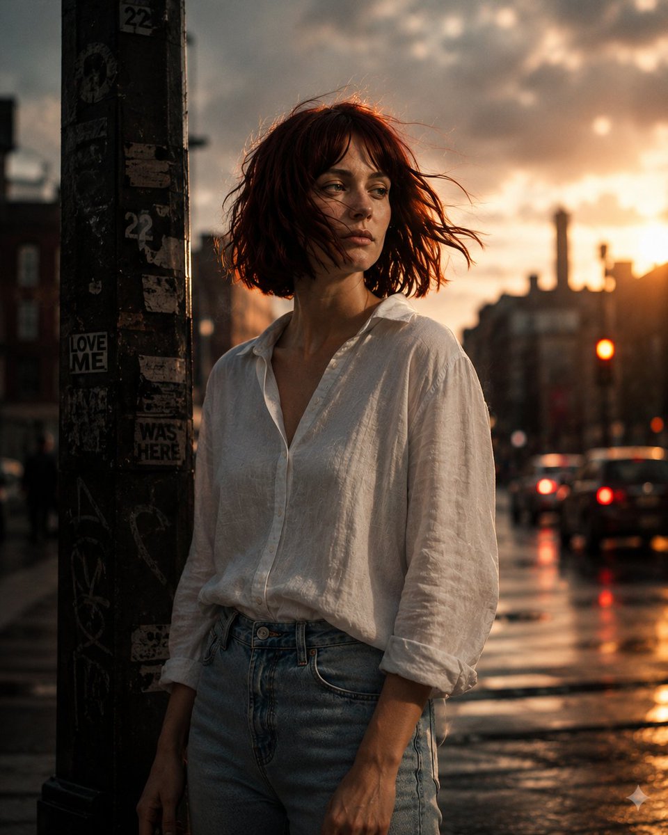 Cinematic Urban Rain Portrait — example 2
