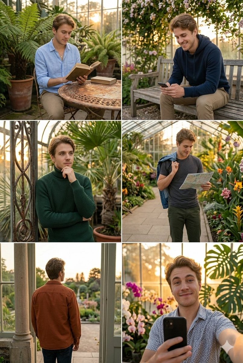 Sunlit Greenhouse Exploration Collage — example 1