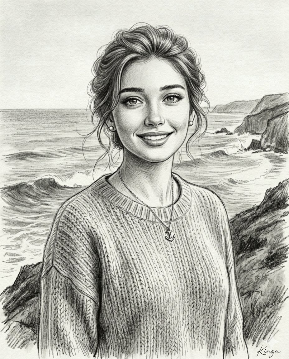Vintage Graphite Pencil Portrait — example 2