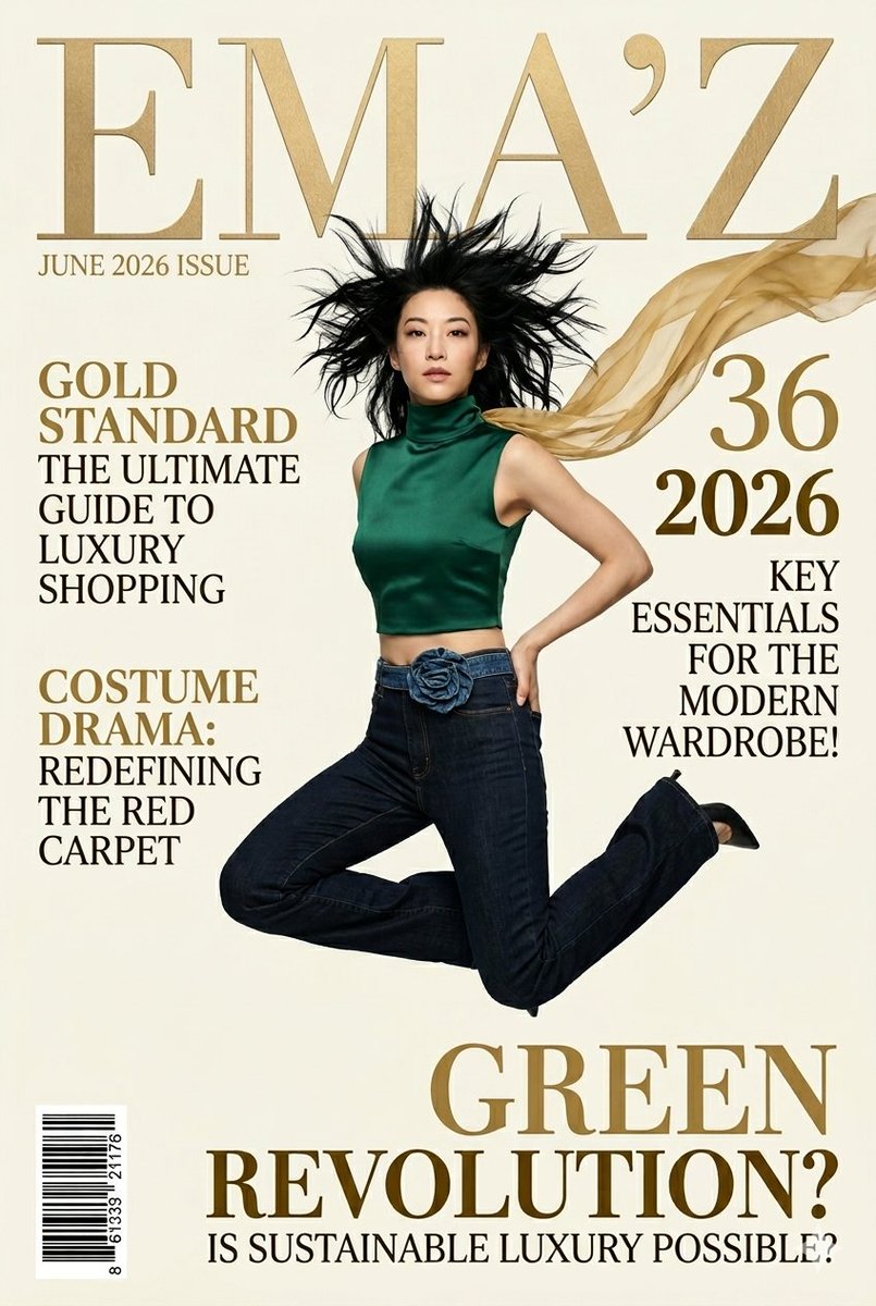 Emerald Green Fashion Magazine Cover — example 1