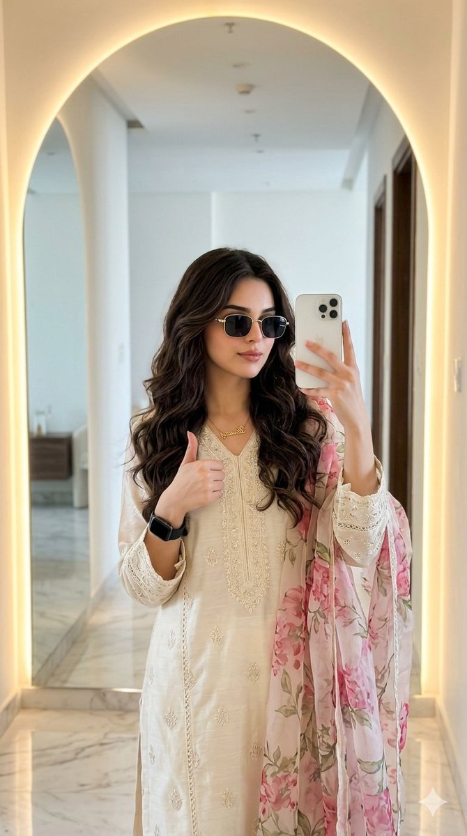 Traditional Pakistani Mirror Selfie