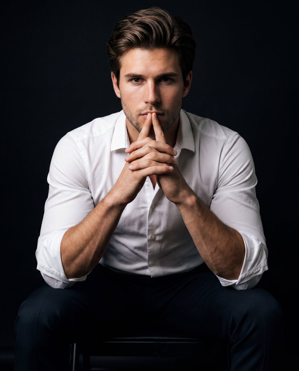 Intense Low-Key Studio Portrait — example 1