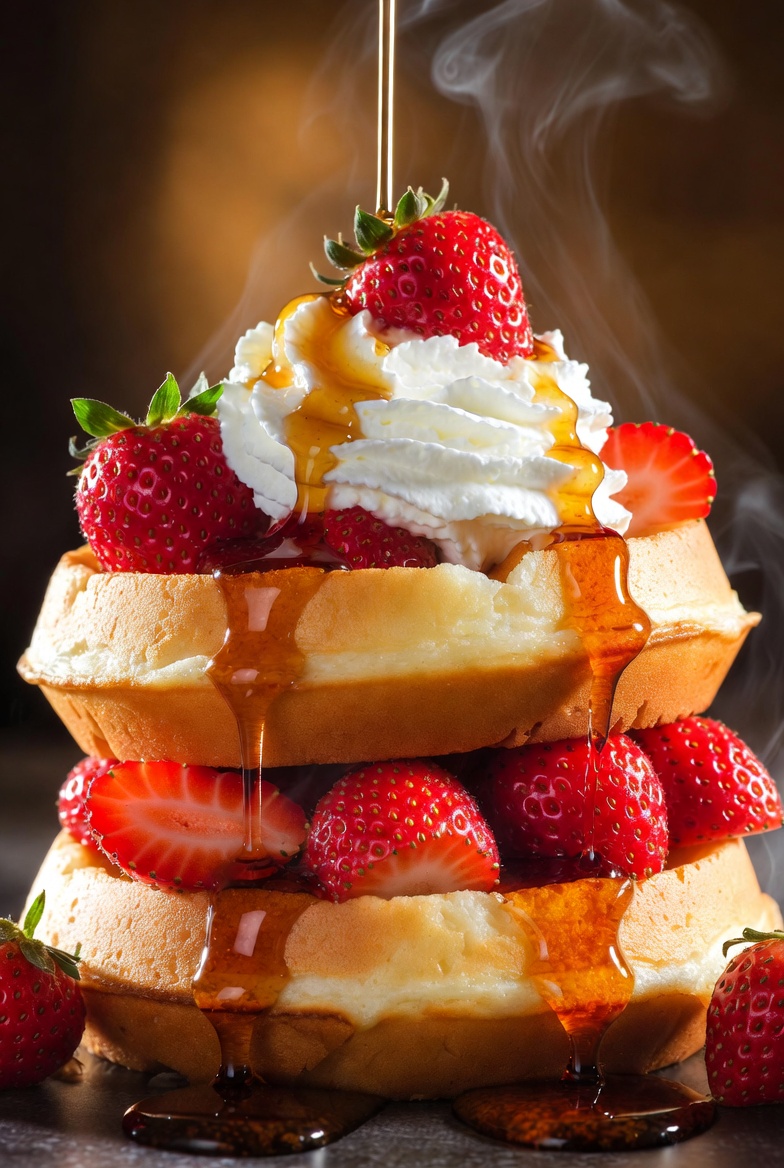 Appetizing Strawberry Waffle Photography — example 4