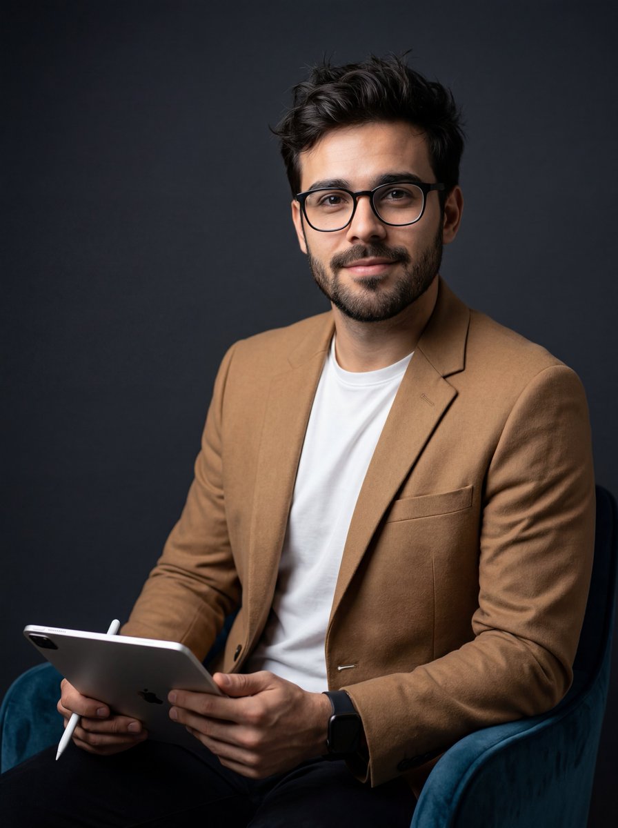 Professional Creative Portrait in Teal Chair — example 1