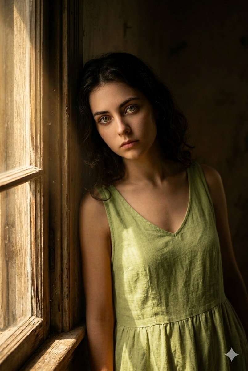 Moody Rustic Window Portrait — example 2