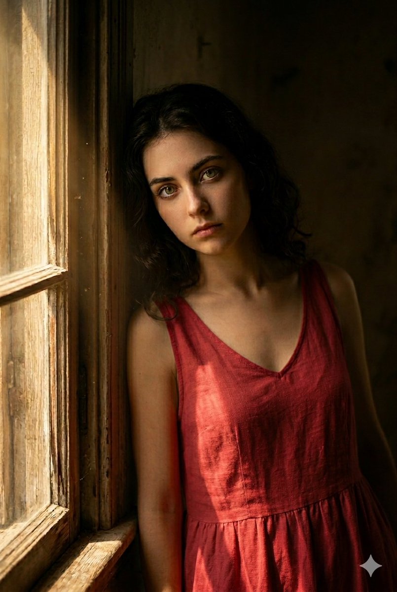 Moody Rustic Window Portrait — example 3
