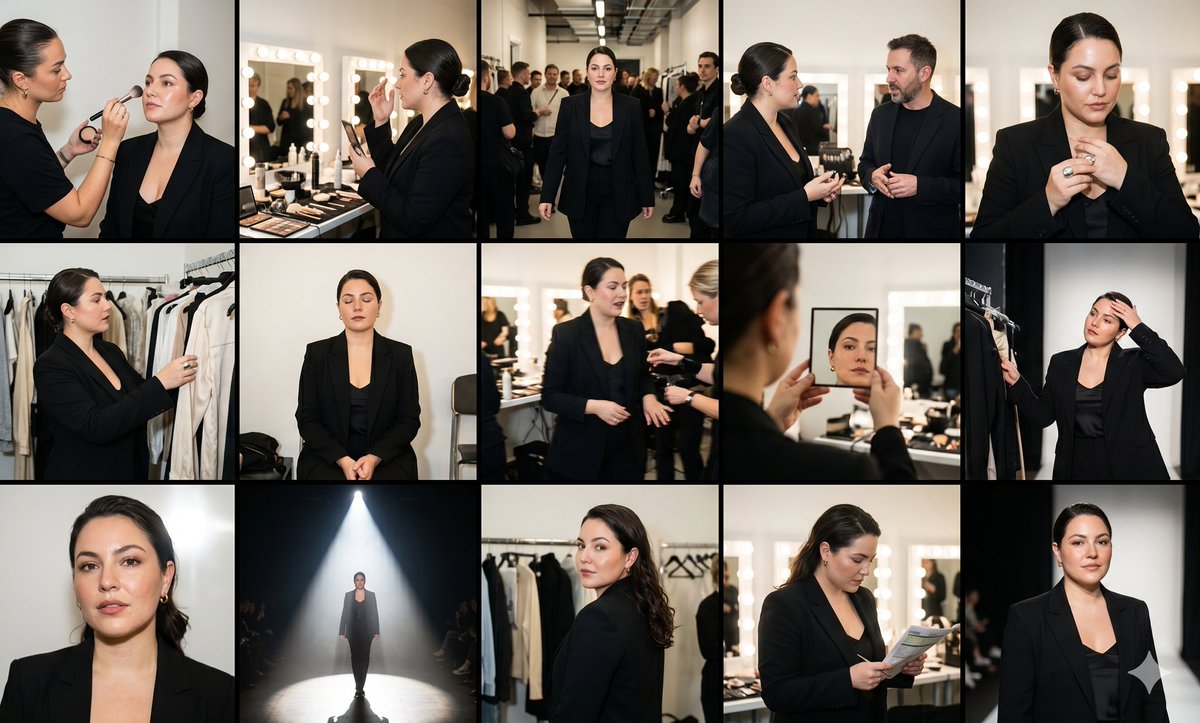 Fashion Week Backstage Contact Sheet — example 1