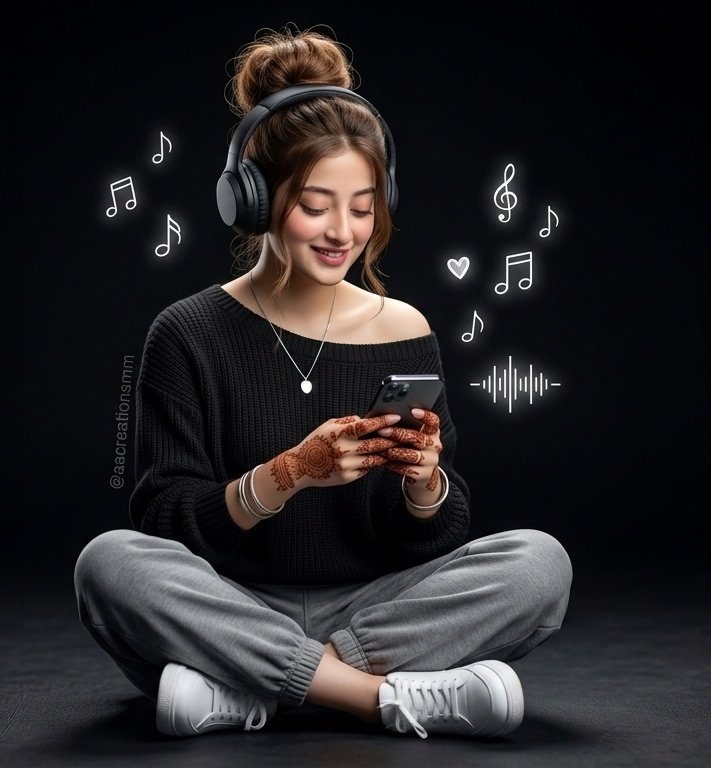 3D Anime Girl with Headphones