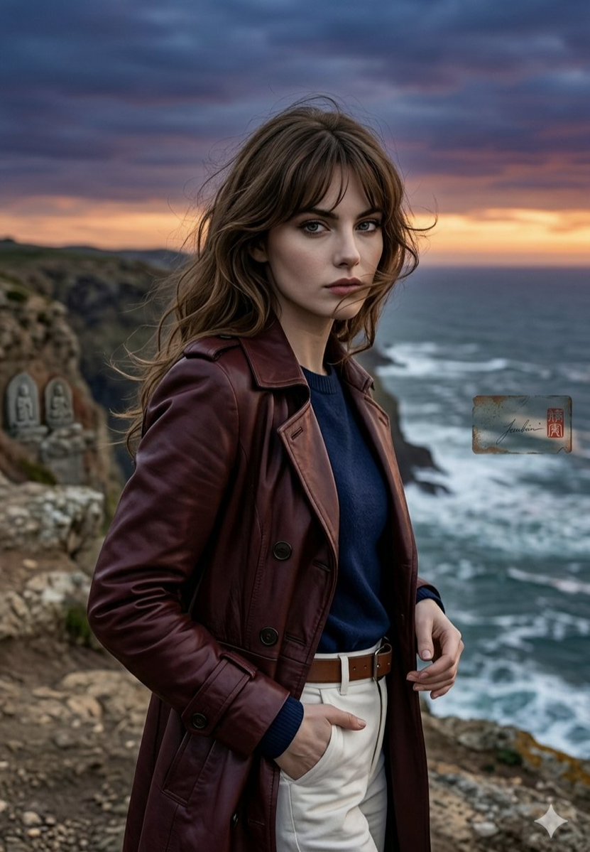 Anime Style Coastal Sunset Portrait — example 1