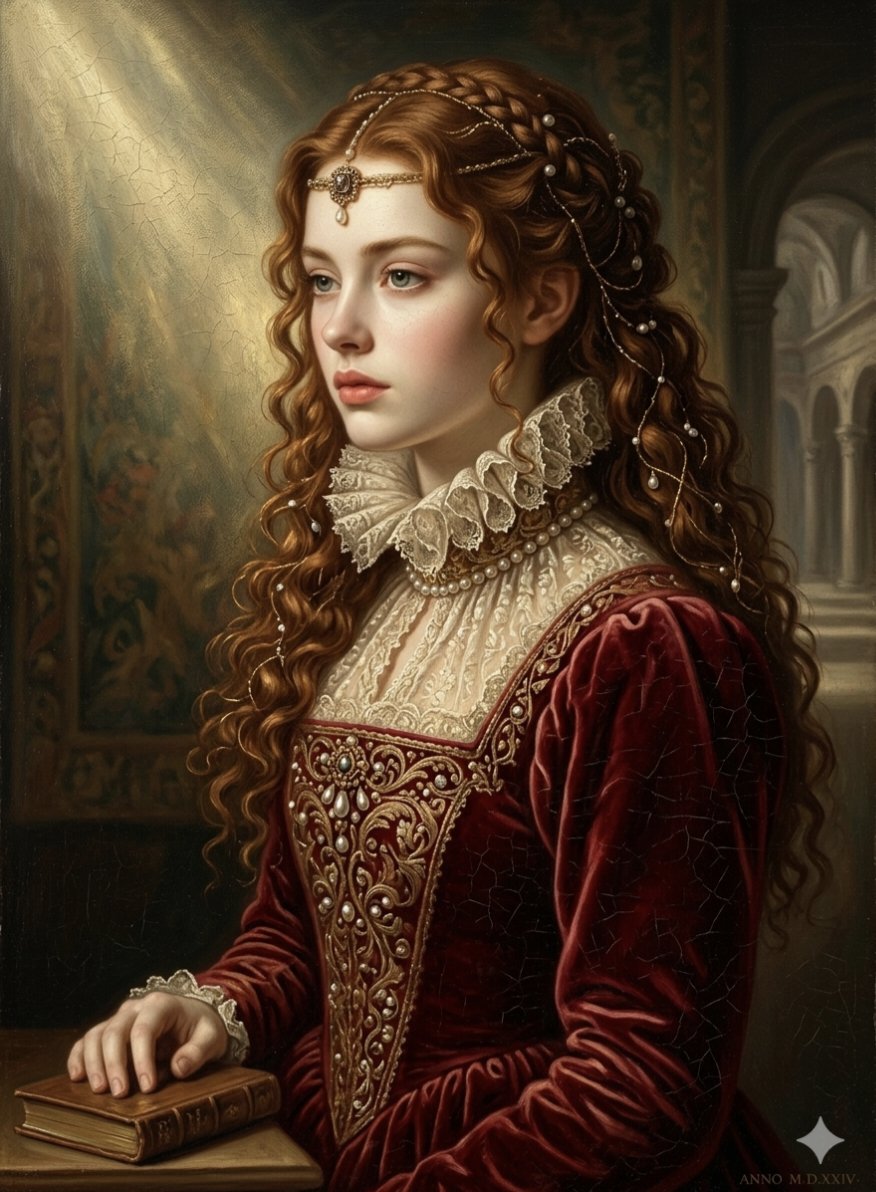 Renaissance Noblewoman Oil Portrait — example 2