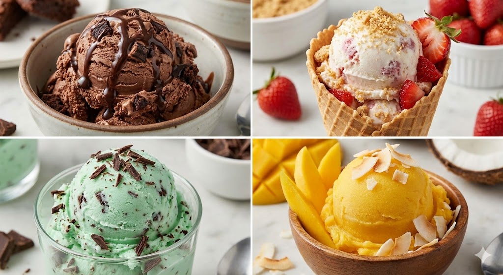 Assorted Ice Cream Flavors Grid — example 1