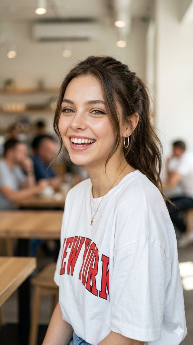 Candid Graphic T-Shirt Portrait — example 1