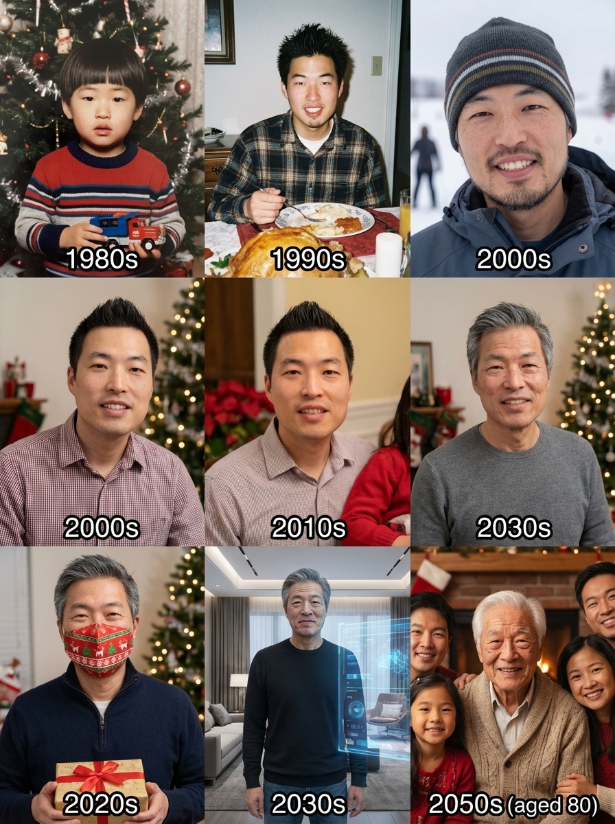 Holiday photos across a lifetime — example 1
