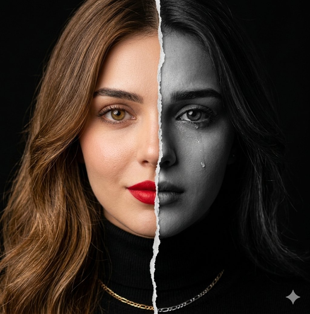 Cinematic Torn Paper Split Portrait — example 1
