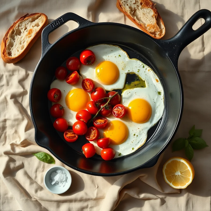 Overhead Skillet Eggs Photography — example 2