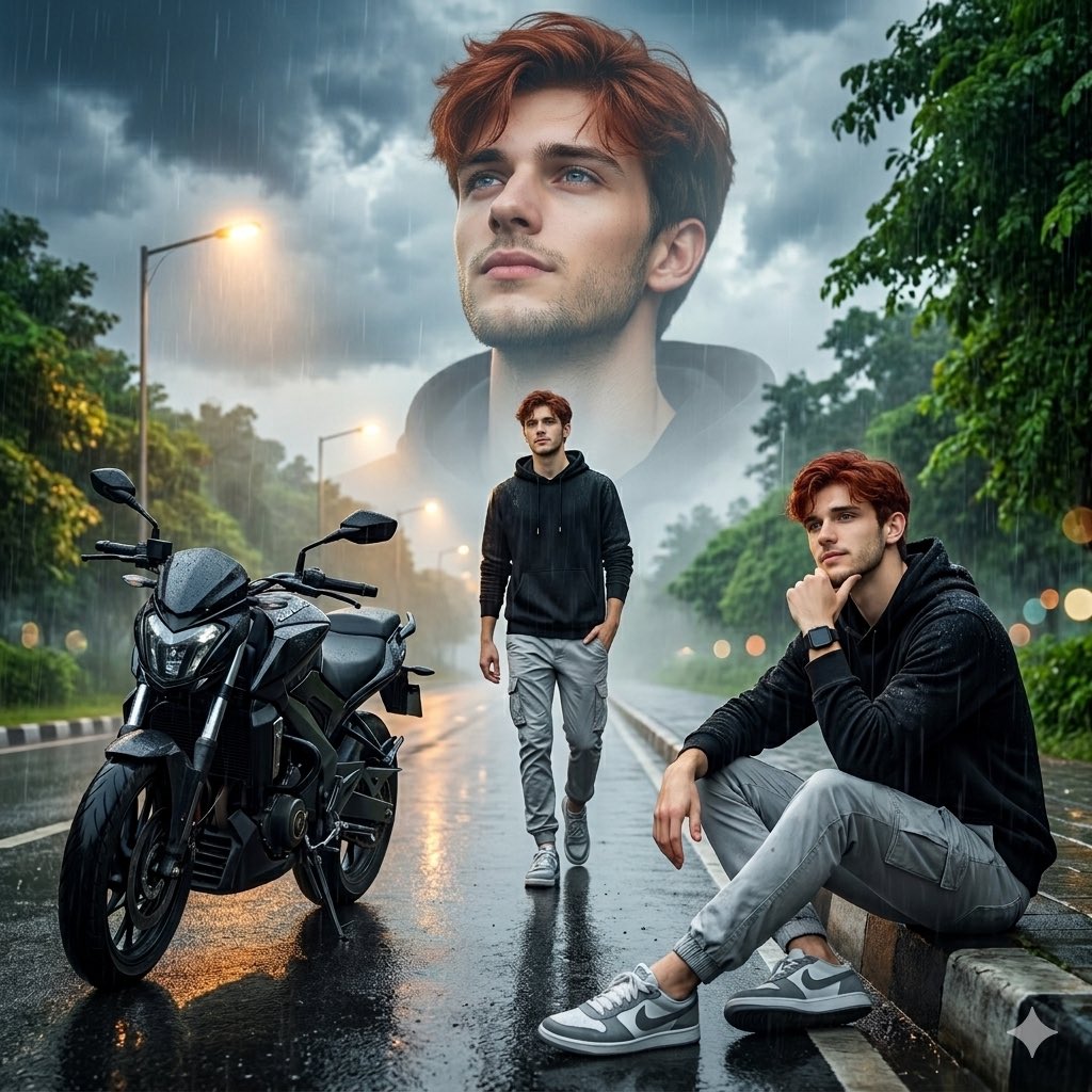 Cinematic Rainy Day Portrait Collage — example 1