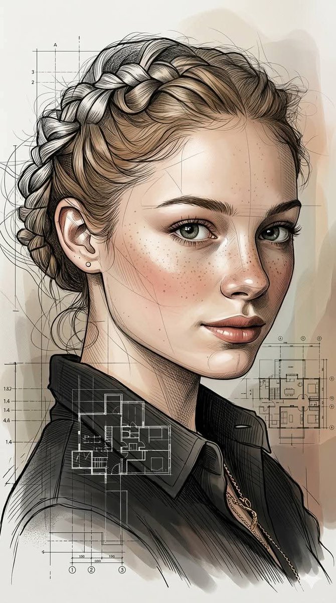 Architectural Ink Digital Portrait — example 1