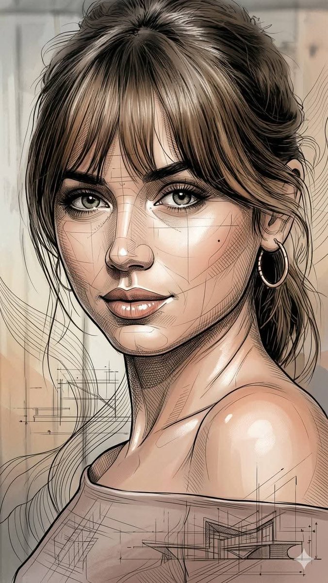 Architectural Ink Digital Portrait — example 3