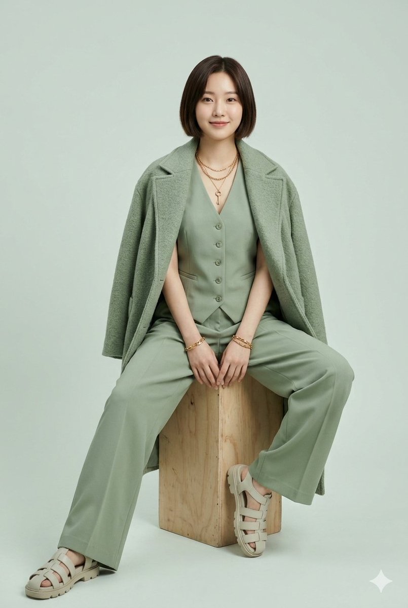 Monochrome Sage Green Fashion Lookbook — example 1