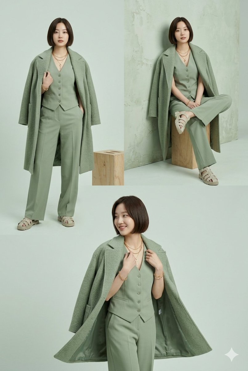 Monochrome Sage Green Fashion Lookbook — example 2
