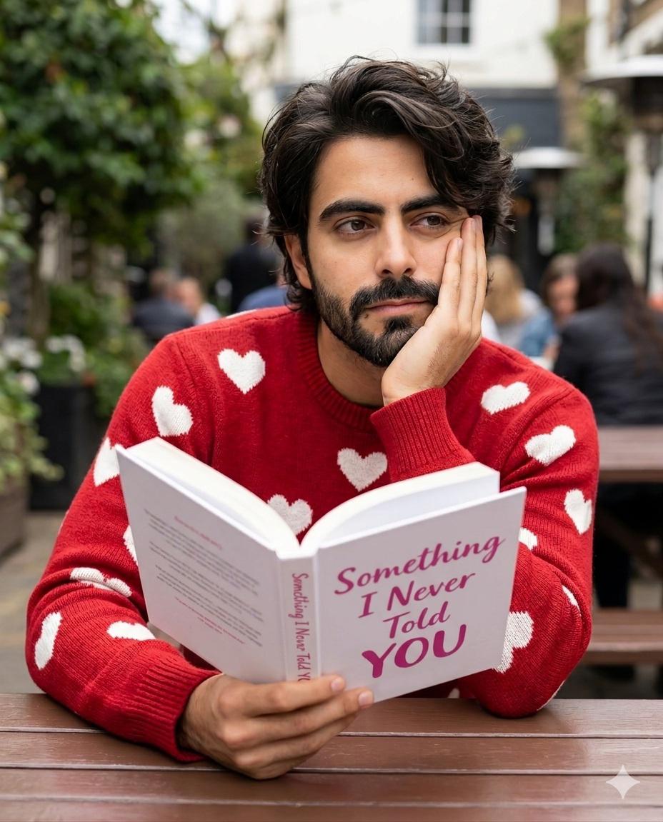 Man Reading Book Outdoors — example 1