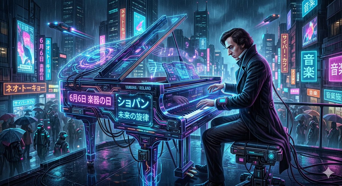 Chopin Playing Piano (Cyberpunk Style) — example 1