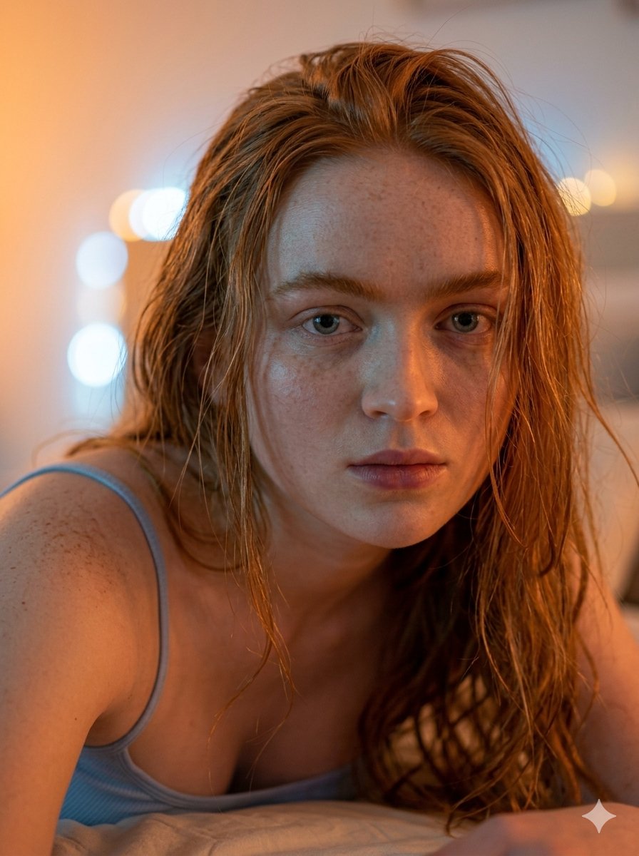 Cozy Bedroom Nighttime Portrait — example 1