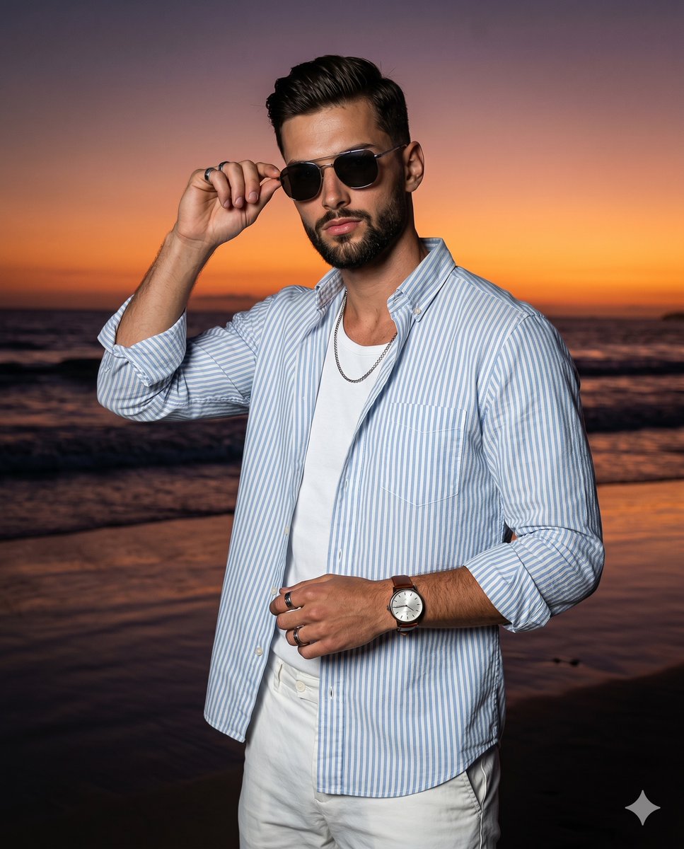 Confident Sunset Beach Portrait