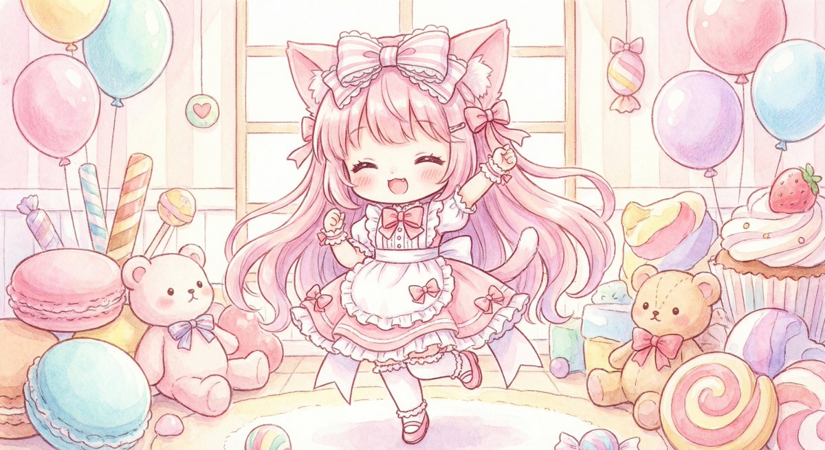 Cute chibi cat-eared girl illustration — example 1