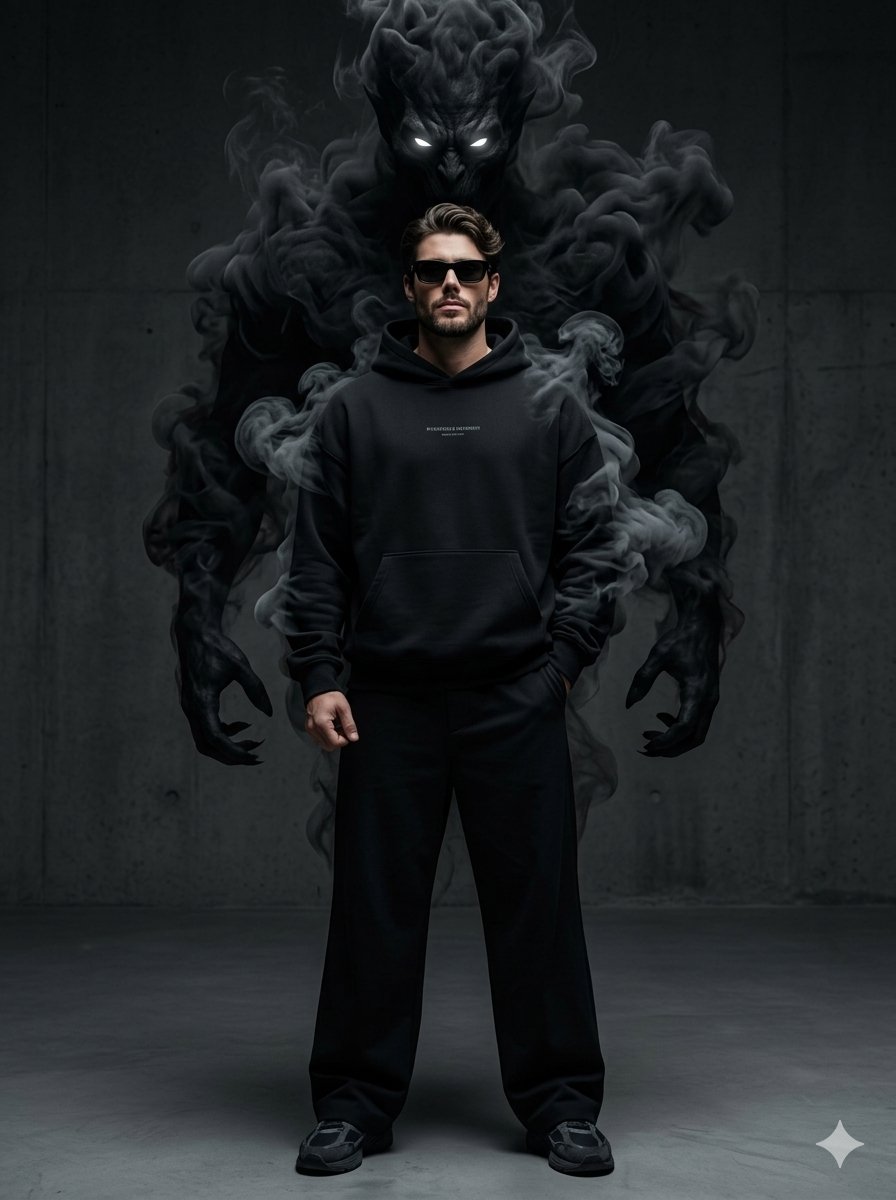 Supernatural Streetwear Portrait with Smoke Demon — example 1
