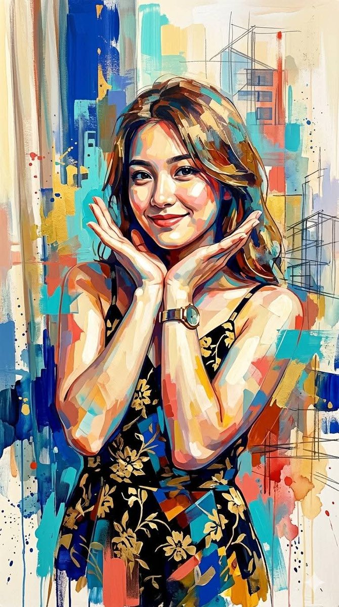 Contemporary Mixed-Media Abstract Portrait — example 2